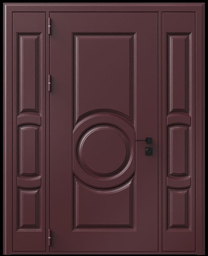 Входная термодверь с металлофиленкой, вставками по бокам и порошковым окрашиванием RAL 3007 (тип №5) Входная термодверь с металлофиленкой, вставками по бокам и порошковым окрашиванием RAL 3007 (тип №5)